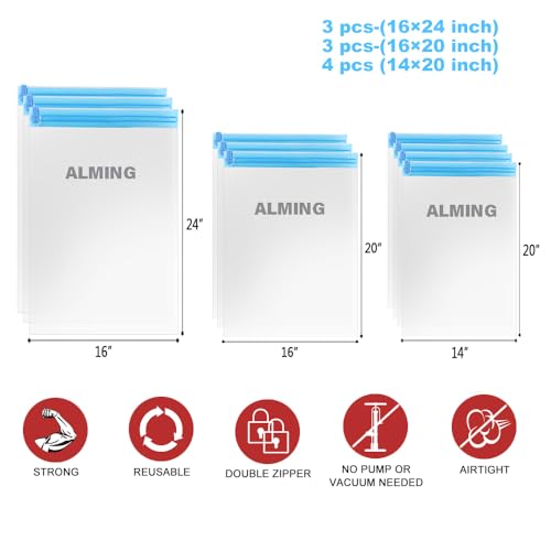 Compression Bags - Travel Accessories - 10 Pack Space Saver Bags - No Vacuum or Pump Needed - Vacuum Storage Bags for Travel Essentials - Home Packing-Organizers (Blue)4