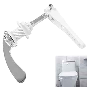 1 Set Universal Toilet Handle Replacement Kit With Stainless Steel Flapper Chain And Aluminum Alloy Arm, White Front Mount Toilet Flush Handle Replacement Toilets Handles Lever Replacements, White