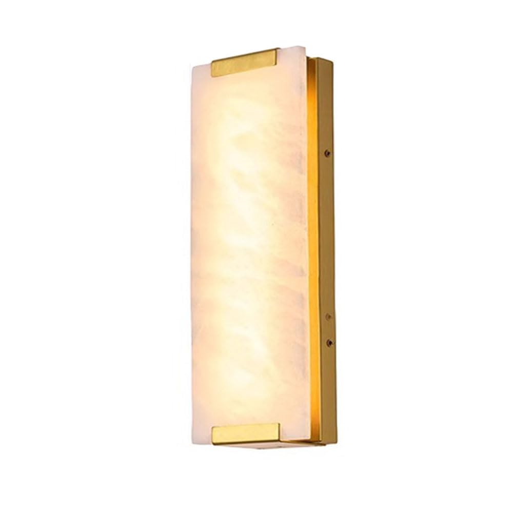 SSBHDM LED Light Source Alabaster Wall Light, Nordic Industrial Style Wall Lamp, 14.1 Inch Natural Marble Wall Sconce, Living Room Corridor Restaurant Wall Mounted Lighting Fixtures