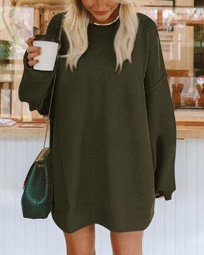 Image of BTFBM 2025 Womens Sweaters Casual Crewneck Long Sleeve Oversized Sweater Dress Fall Winter Loose Slouchy Soft Pullover