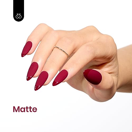 Image of Beetles Red Gel Nail Polish - Dark Red Color Soak Off Mulled Wine Gel Polish Retro Modern 1Pcs 15ml Nail Art Manicure UV Led Salon Fall