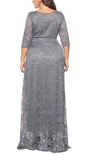 Image of Eternatastic Women's Floral Lace 2 /3 Sleeves Maxi Dress Plus Size Evening Party Dresses