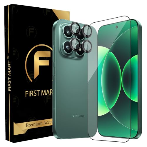 Image of FIRST MART Tempered Glass for Xiaomi 17 5G with Black Camera Ring Guard & Installation Kit | HD Clear Edge-to-Edge Screen Protector, Scratch Resistant, Case-Friendly | Pack of 1