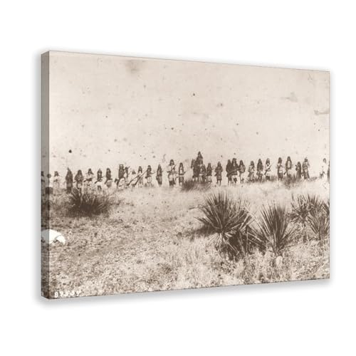 Toile Geronimo et Apaches décoration murale vintage - Poster photo historique noir et blanc 30x45