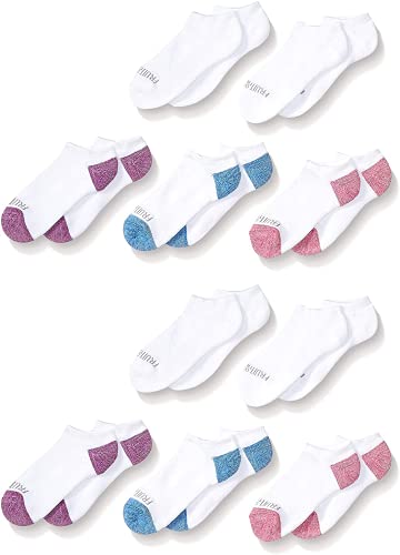 Fruit of the Loom Girls Everyday Soft No Show Socks 10 Pair, 10.5-4, Assorted 1