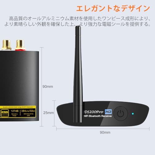 1Mii Bluetooth DAC HiFi LDAC Bluetooth レシーバー ブルートゥース オーディオ 受信機 DAコンバーター 5.3 RCA/AUX 3.5mm/光出力 LDAC/aptX HD/APTX LL/AAC対応、スピーカー/サウンドバー/車載 接続、携帯電話/タブレット/PC のHIFI 音楽 を ハイレゾ ワイヤレス 受信用 DS200Pro