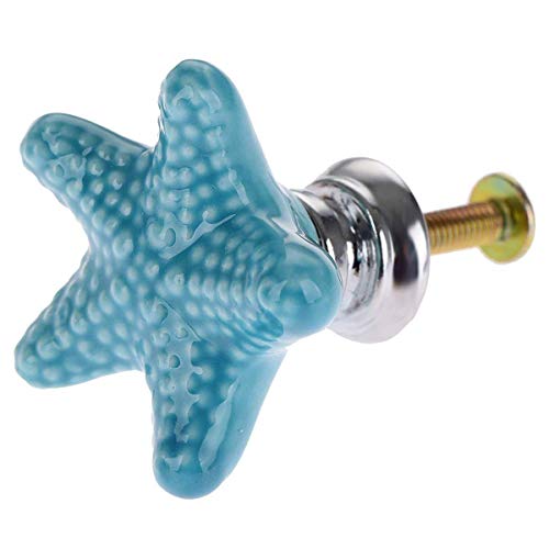 Joyindecor Ceramic Starfish Drawer Pulls Handles for Nursery Dresser Cupboard Wardrobe Cabinet Kitchen, Beach/Ocean Theme Knobs, Pack of 12 (Blue) - Image 3