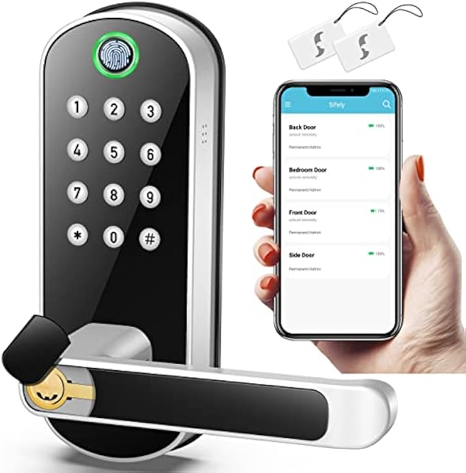 Sifely Keyless Entry Door Lock, Keypad Door Lock, Keyless Door Lock, Fingerprint Door Lock, Biometric Door Lock, Keypad Entry Door Lock, Passcode Code Door Lock, Digital Smart Door Lock (Smart Lock)