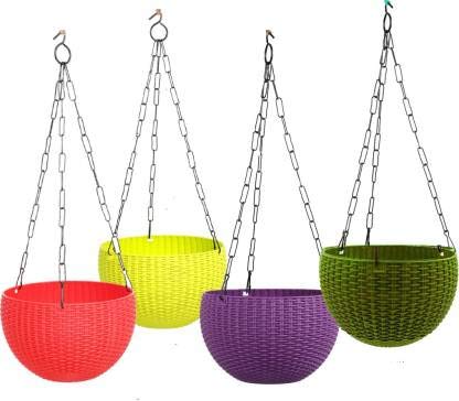 Pradhan WellGrower Flower Pot Hanging Basket with Hook Chain for Home Garden Office Balcony Grower Planter Pack of 4 (Size : Small 4 Inch) (B08GKT6HGZ) Amazon Price History, Amazon Price Tracker