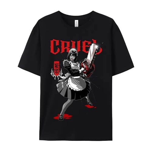 Fantasy North Akako Anime T-Shirt, Unisex 100% Cotton Chainsaw Maid Graphic Tee