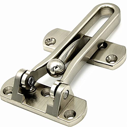 Door Latch, Swing Bar Door Lock Latch, Home Reinforcement Security Door Latch Lock for Hinged Swing-in Doors, Thicken Solid Swing Lock for Door, Front Door Guard Extra Security Lock (Silverâ‘¡)