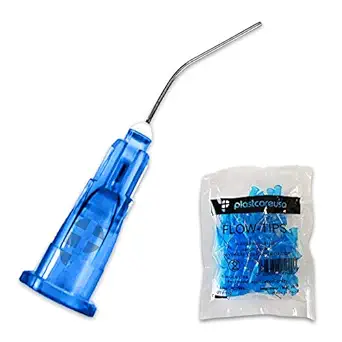 200 23 Gauge Blue Dental Pre Bent Flow Dispensing Needle Etch Tips, 2 Bag