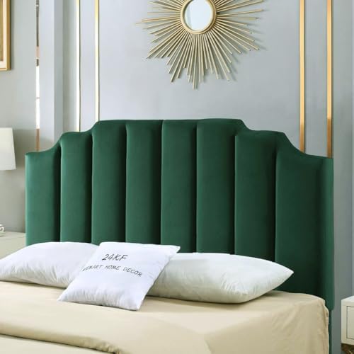 24KF Jade Velvet Tufted Queen Upholstered Headboard, Modern Verti...