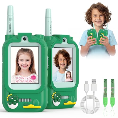 Image of Walkie Talkies for Kids Pack of 2, Rechargeable Long Range Two Way Radios Toys for Boys Girls Age 3-5, Outdoor Adventure Camping Hiking, Birthday with Pink Blue Design