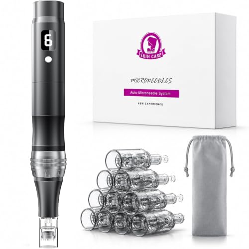 Zuanyie Rechargeable Microneedling Pen Microneedle Derma Roller Pen for Women and Men Home Use-0.25MM Black
