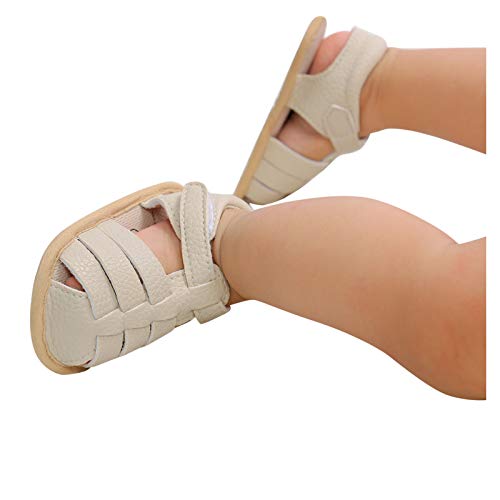 Baby Infant Shoes Boy Girl Sandals Outdoor First Walkers Non-Slip Rubber Soft Sole Flat Shoes (Beige, 12-18 Months)3