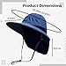 wkao Sun Hat with Neck Flap for Men in Navy Blue, Wide Brim Fishing Hat, Breathable, Quick-Drying Cooling Hat for Big Head, Polyester, Adjustable Cord