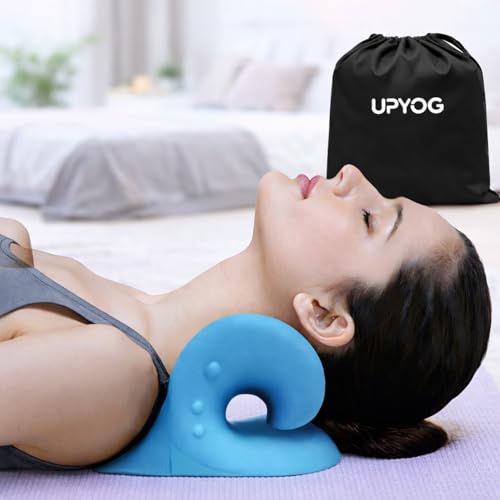 Image of Neck Support Stretcher Pillow for Neck Pain Relief | Cervical Traction Device with Acupressure Massage | Chiropractic Neck & Shoulder Relaxer | Posture Corrector for Home & Office | Sky Blue (Neck Traction Pillow)