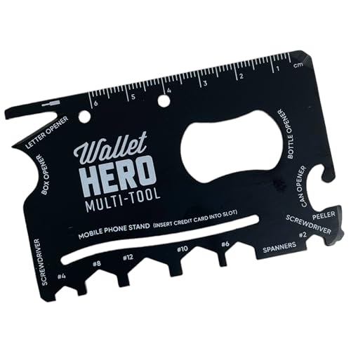 Wallet Hero Black Handy Credit Card Size Pocket Multi-Tool -18 Everyday Functions