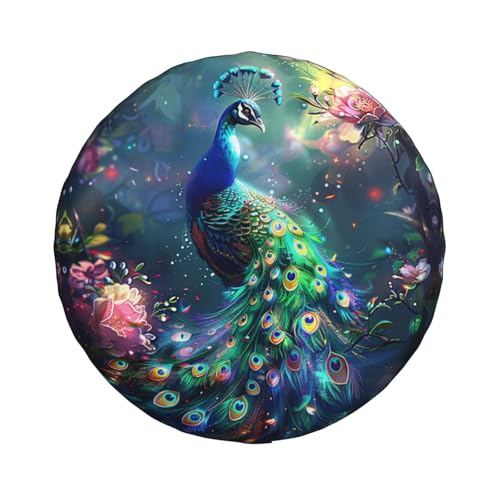 Image of Beautiful Peacock Spare Tire Cover Weatherproof Universal Wheel Protectors Wheel Covers for Rv Camper Travel Trailer SUV Truck 15 Inch