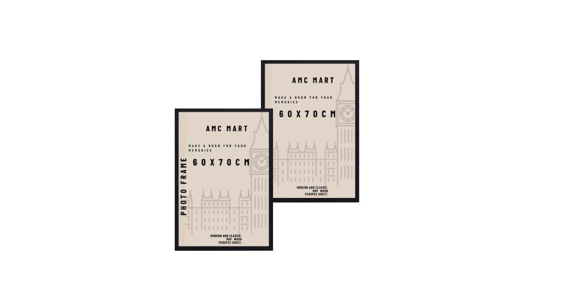 AMC MART- Black Poster frames available in offer package - with these frames create a attractive décor of your wallsr-Solid MDF wood-horizontal and vertical orientation. (60x70cm(2pc))