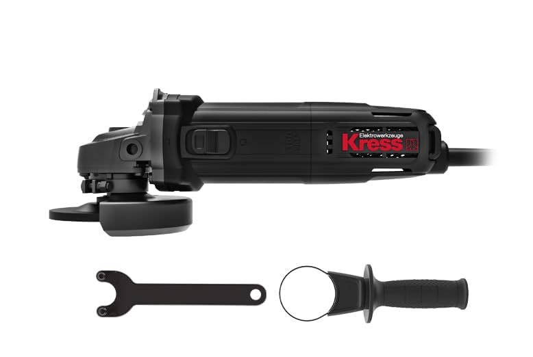 Image of Kress KU712 1100W 125mm Angle Grinder | Compact & Lightweight 4.9-Inch Grinder with 11,000 RPM Speed, Lock-On Slide Switch, Dust-Proof Bearings & Spiral Bevel Gears | Includes Handle & Spanner