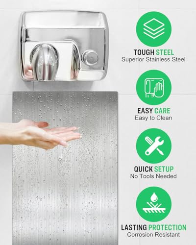 image for Rocaris 24 x 16 Inch Hand Dryer Wall Splash Guard, Bathroom Splash Gua