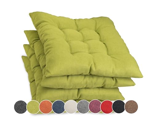sunnypillow Lot de 4 Coussins de Chaise avec Rubans | 40x40 cm épaisseur : 8 cm - Confortables | Galette de Chaise Maison et Jardin, extérieur/intérieur...