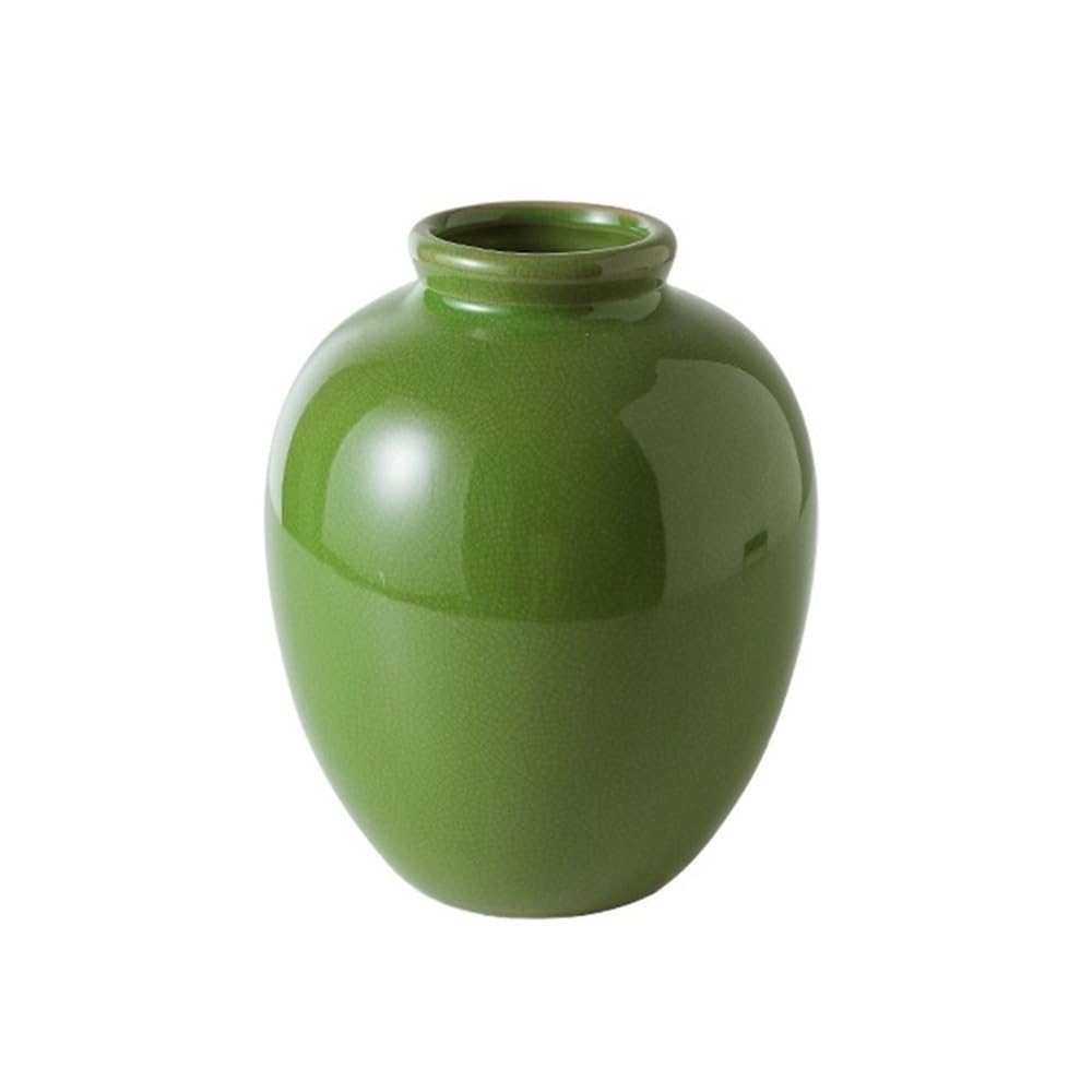 Farmhouse Decor Ceramic Flower Vase, Green Ceramic Vase Vintage Hydroponic Flower Vessel for Dining Table Arrangement Home Decor, for Kitchen and Dining Shelf Decor