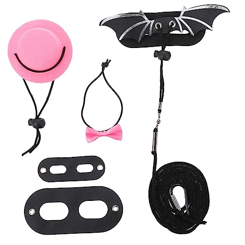 Levemolo Reptile Leash Kit Lizard Harness Bow Tie Hat Supplies Outdoor Walking Leash Pet Lizard Harness Reptile Cosplay