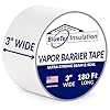 BlueTex Insulationㅤ 3" Wide x 180' Long White Vapor Barrier Seam Tape - 1 Roll, Waterproofing & Great for Crawlspaces, Insulation Repairs, Underlayment Seams, Metal Building Insulation Seams