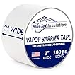 BlueTex Insulationㅤ 3" Wide x 180' Long White Vapor Barrier Seam Tape - 1 Roll, Waterproofing & Great for Crawlspaces, Insulation Repairs, Underlayment Seams, Metal Building Insulation Seams