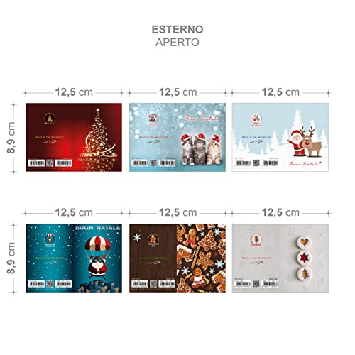 Biglietti MINI NATALE auguri | set 6 biglietti e 6...