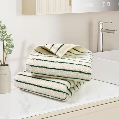 Jacquotha Stripe Towels for Bathroom Kitchen Gym Travel Pool Shower, Cotton Soft Lightweight Absorbent Quick Dry Towel, Gifts - Image 5