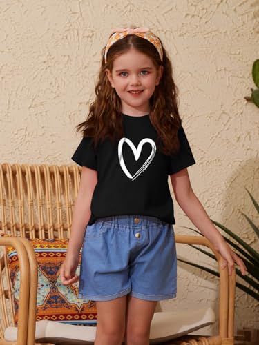Image of ZDC Girls' Short Sleeve Shirts Kids Crewneck T-Shirts Summer Tops Basic Tees 5-14 Years