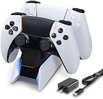 PS5 Controller Charging Station, PS5 Controller Charger Built-in Intelligent Protection Module and Charge Remind LED Bar with 5V/2A AC Adapter for Playstation 5 Dualsense Controller