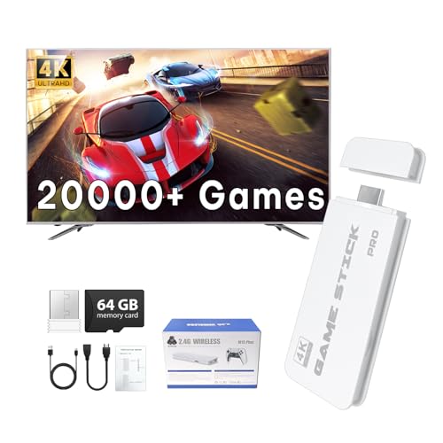 Retro Game Stick, 4K HDMI Plug & Play TV Console, 22000+ Classic Games & 23 Emulators, Dual 2.4G Wireless Controllers Included