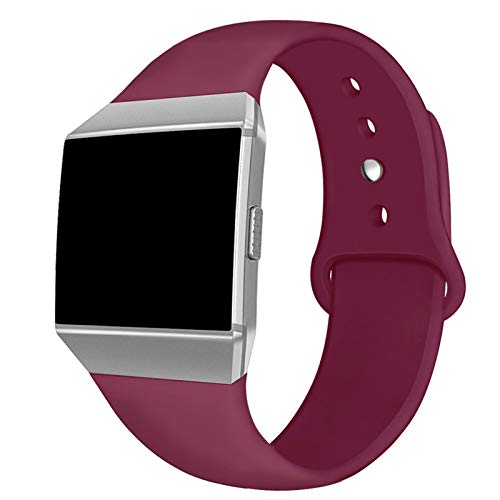 NAHAI Compatible Fit bit Ionic Bands, Soft Silicone Replacement Strap Accessory Breathable Wristbands for Fit bit Ionic Smart Watch, Large, Wine Red