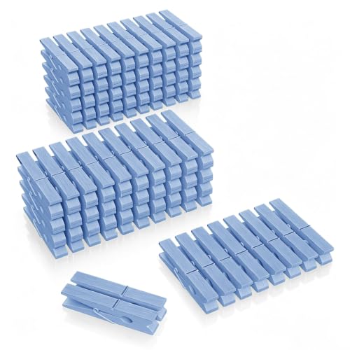 100 Pcs Wooden Clothespins Bulk - 2.9 Inch Cheer Light Blue Clothes Pins