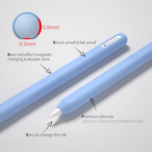 Image of Ultra Thin Protective Pencil Cover for Apple Pencil Pro &Apple Pencil 2nd Gen Silicone Case Sleeve Compatible with Apple Pencil Pro (Glow Blue)