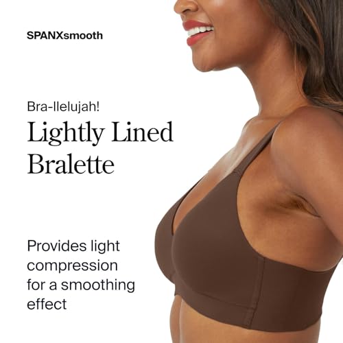 Image of SPANX Bra-Llelujah Lightly Lined Bralette - Wire-Free Bra - Comfortable Support - Wireless Bra - Dig-Free Straps - Chestnut Brown - X-Small