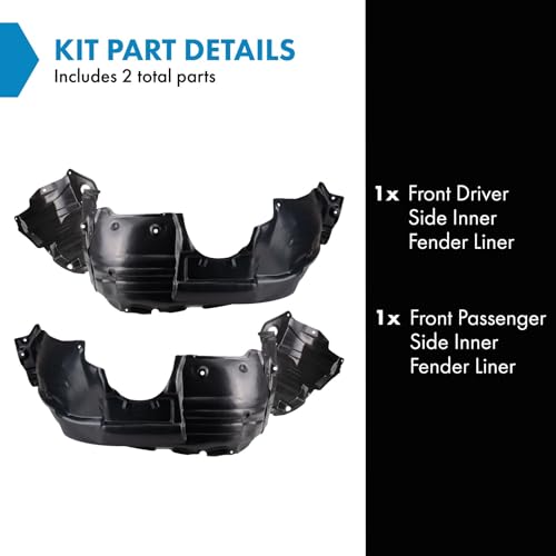 Image of TRQ Front Inner Fender Liner Set Compatible with 2011-2013 Toyota Highlander TO1248172 TO1249172