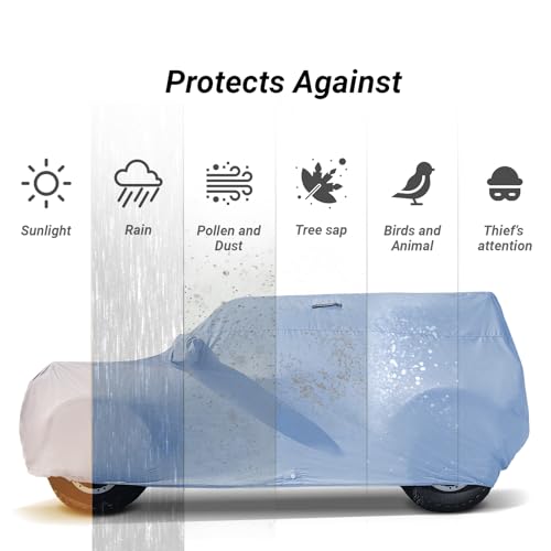 Image of Coverland Custom Fit SUV Car Cover for 2003-2026 Volvo XC90, Waterproof All Weather, Car Covers for Automobiles, Rain, Snow, UV, Sun Protection, Full Exterior Covers, Stripe(Gray /Black)