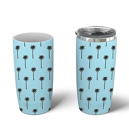 Sip Slip silicone tumbler sleeve - compatible with 20oz Yeti, RTIC, Ozark Trail, Magellan tumblers and more. Personalized Insulated Can Cooler covers (20 oz The Palms)