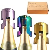 Sunnyac Champagne Stoppers Stainless Steel, Pack of 3 Wine Bottle Stopper with Built-in Silicone Plu