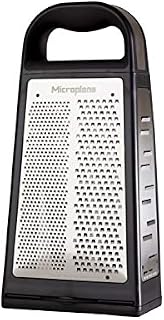 Microplane 34019E Elite Box grater with 5 blades Fine Coarse Ribbon Large Shaver and Extra Coarse in Stainless steel, Black, 9.50 x 13.90 x 27.00 cm