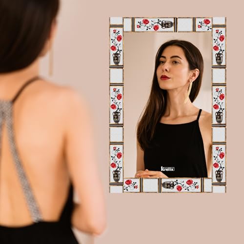 Image of KERLIX 12x18 Inch Rectangular Wall Mirror- CNC Polished Finish, Modern Decorative Mirror for Bathroom, Bedroom, Living Room & Entryway