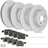 ACB ZONE Disc Brake Kits with Pads and Rotors Front & Rear Drilled Slotted Vented Rotor for Lincoln Mkz 2013-2016 Hybrid, for Ford Fusion 2013 2014 2015 2016 20107 2018 2019 2020 Except Energi