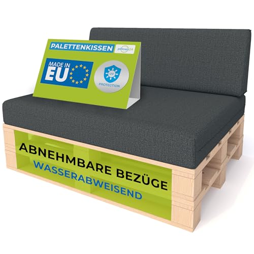 PILLOWS24 Palettenkissen 2-teiliges Set | Palettenauflage Polster für Europaletten | Hochwertige Palettenpolster | Palettensofa Indoor & Outdoor | Erhältlich in verschiedenen Farben | Made in EU