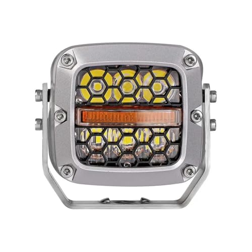 SPUFKGE Faros Trabajo Luz Trabajo LED 60 W Para Conducción Dos Colores 6000 K DRL Antiniebla Para ATV Scooter Camión Coche ATV SUV ATV UAZ Motocicleta Y Tractor. Lámpara Conjunto(1piece chrome 60W)